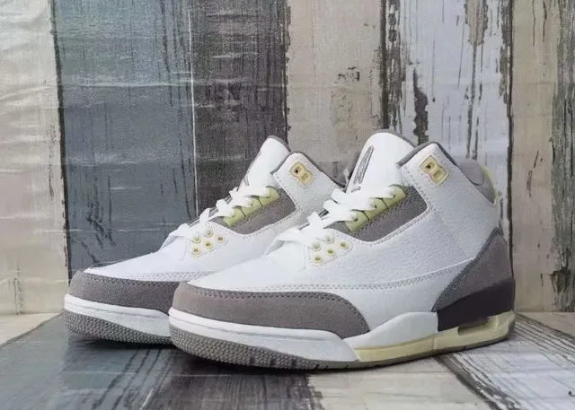 Nike Air Jordan 3 حذاء كرة السلة أبيض رمادي فيل 4