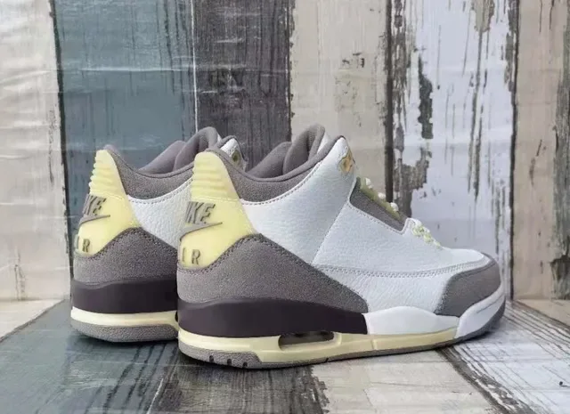 Nike Air Jordan 3 حذاء كرة السلة أبيض رمادي فيل 6