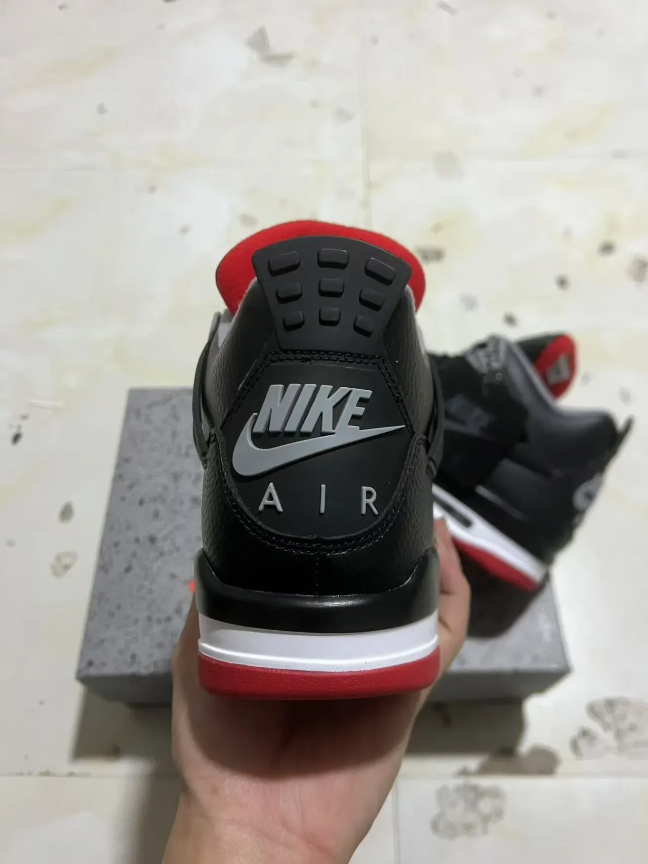 Nike Air Jordan 4 Chaussures de Basketball Noir Rouge Blanc 8