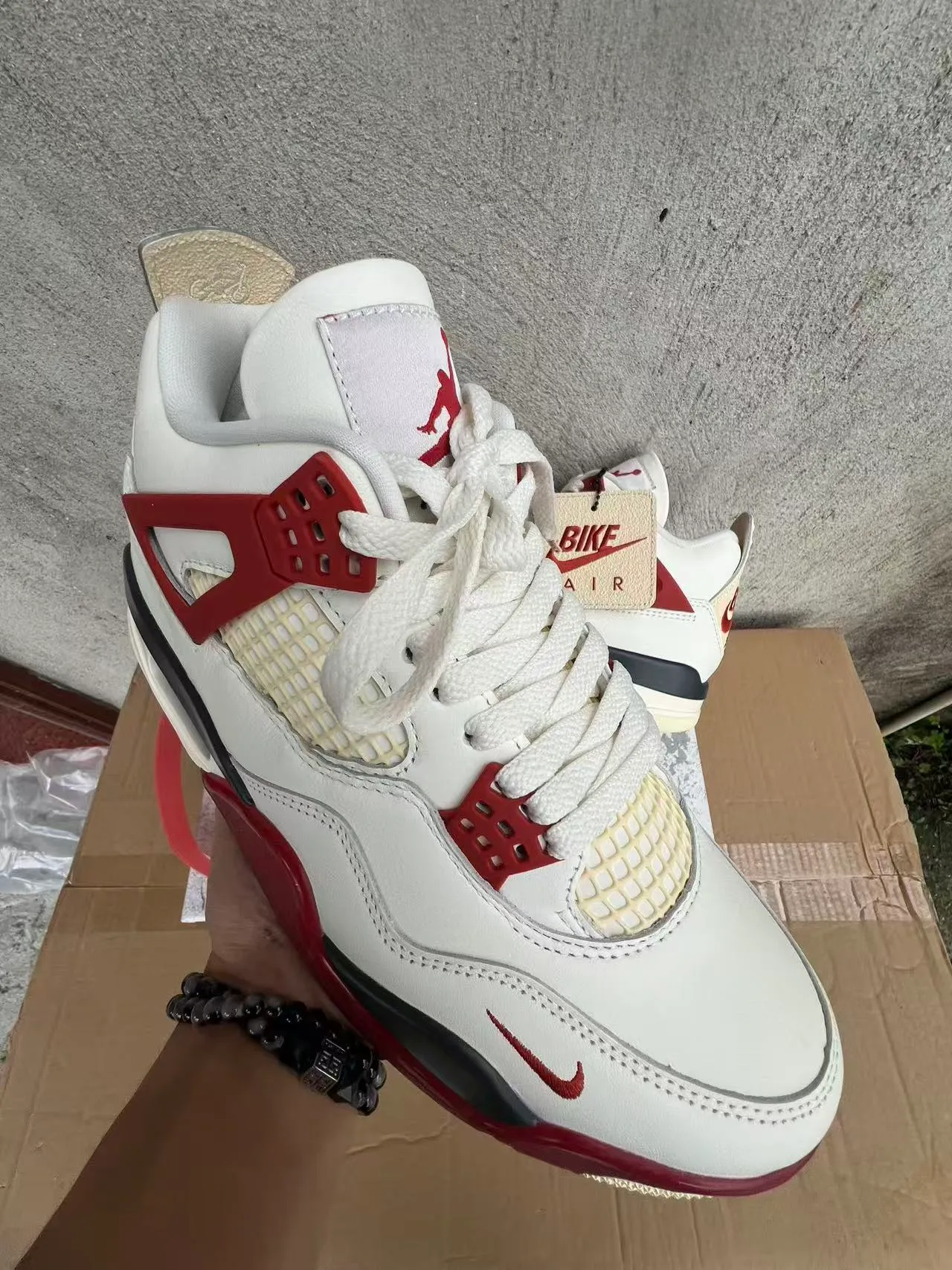 Nike Air Jordan 4 White Red Black Basketball Shoes 5