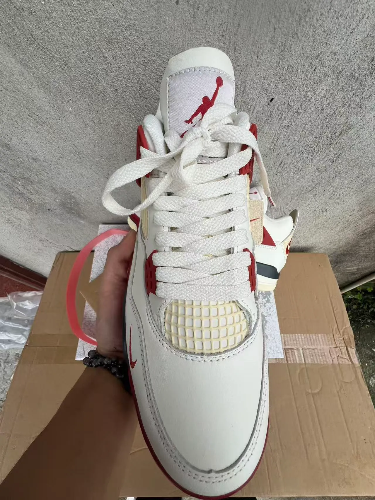 Nike Air Jordan 4 White Red Black Basketball Shoes 6
