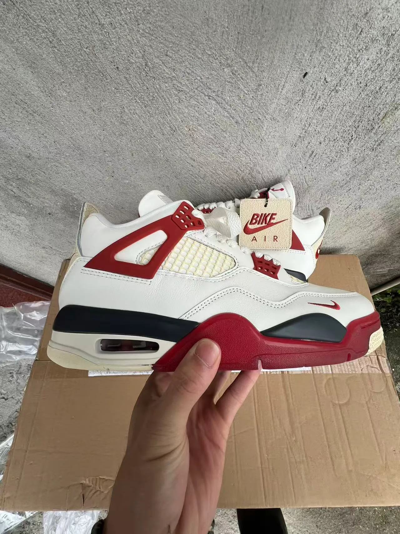 Nike Air Jordan 4 White Red Black Basketball Shoes 9