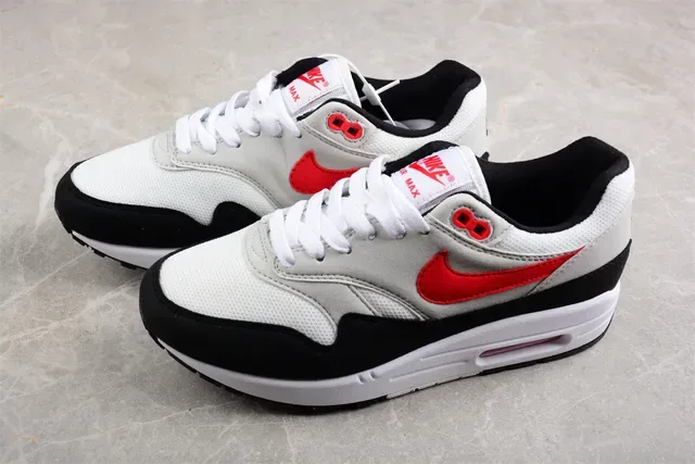 Nike Air Max 1 White Gray Black Red Lifestyle Sneakers 6