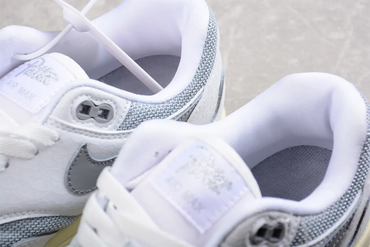 Nike Air Max 1 White Gray Silver Pale Yellow Lifestyle Sneakers 7