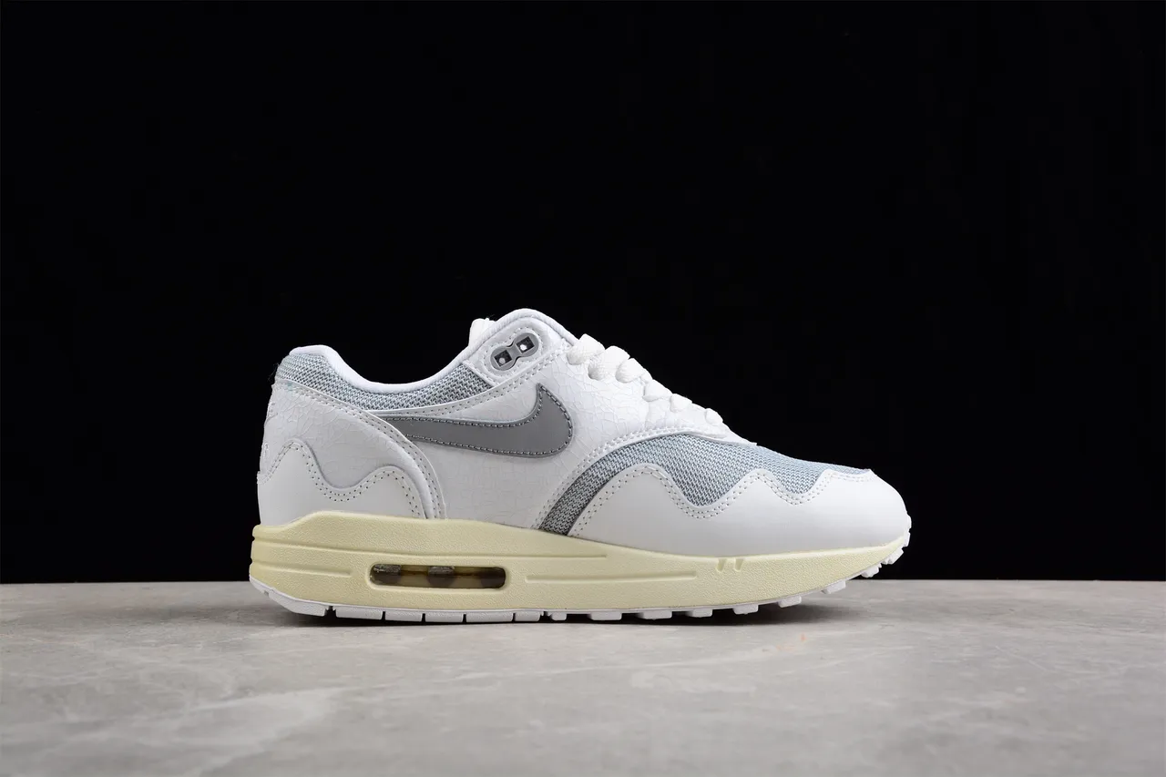 Nike Air Max 1 White Gray Silver Pale Yellow Lifestyle Sneakers 12