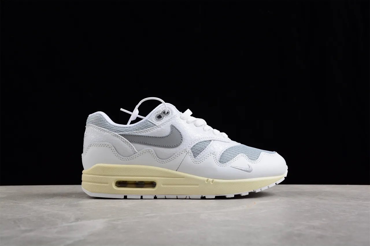Nike Air Max 1 White Gray Silver Pale Yellow Lifestyle Sneakers 15