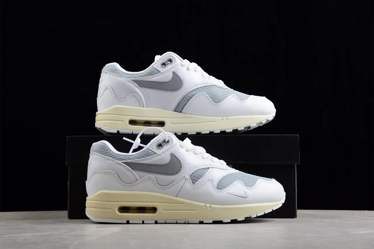 Nike Air Max 1 White Gray Silver Pale Yellow Lifestyle Sneakers 16