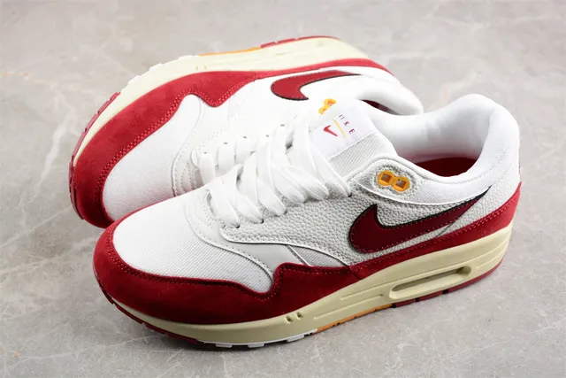 Nike Air Max 1 White Red Cream Lifestyle Sneakers 9