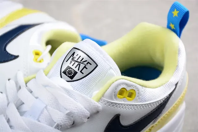 Nike Air Max 1 White Yellow Navy Lifestyle Sneakers 6
