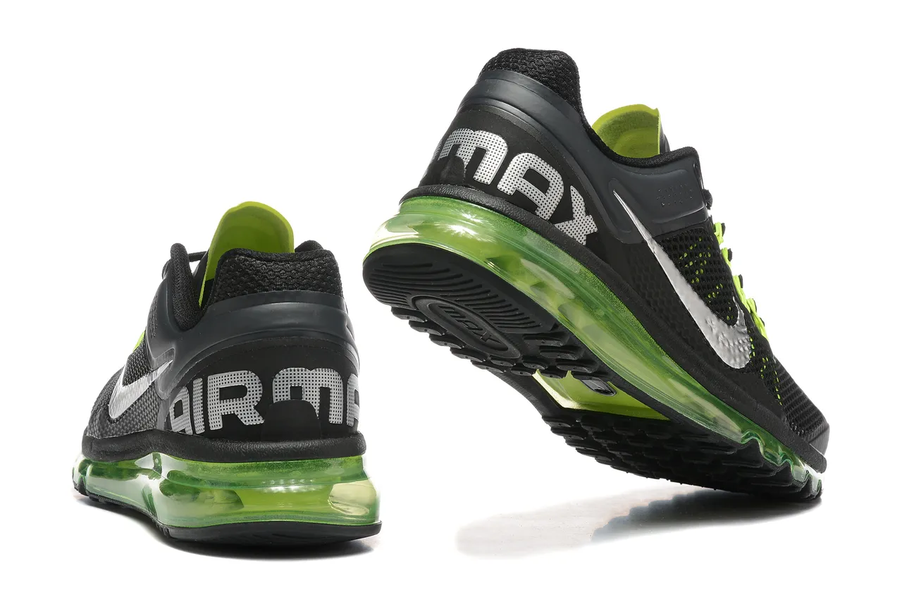 Nike Air Max 2013 Black and Neon Lime Running Shoes 2