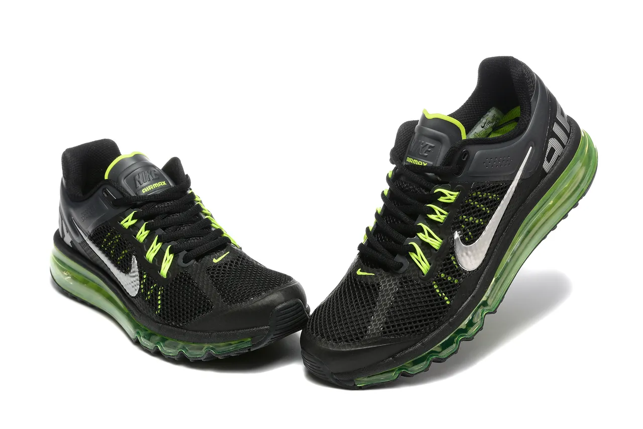 Nike Air Max 2013 Black and Neon Lime Running Shoes 3