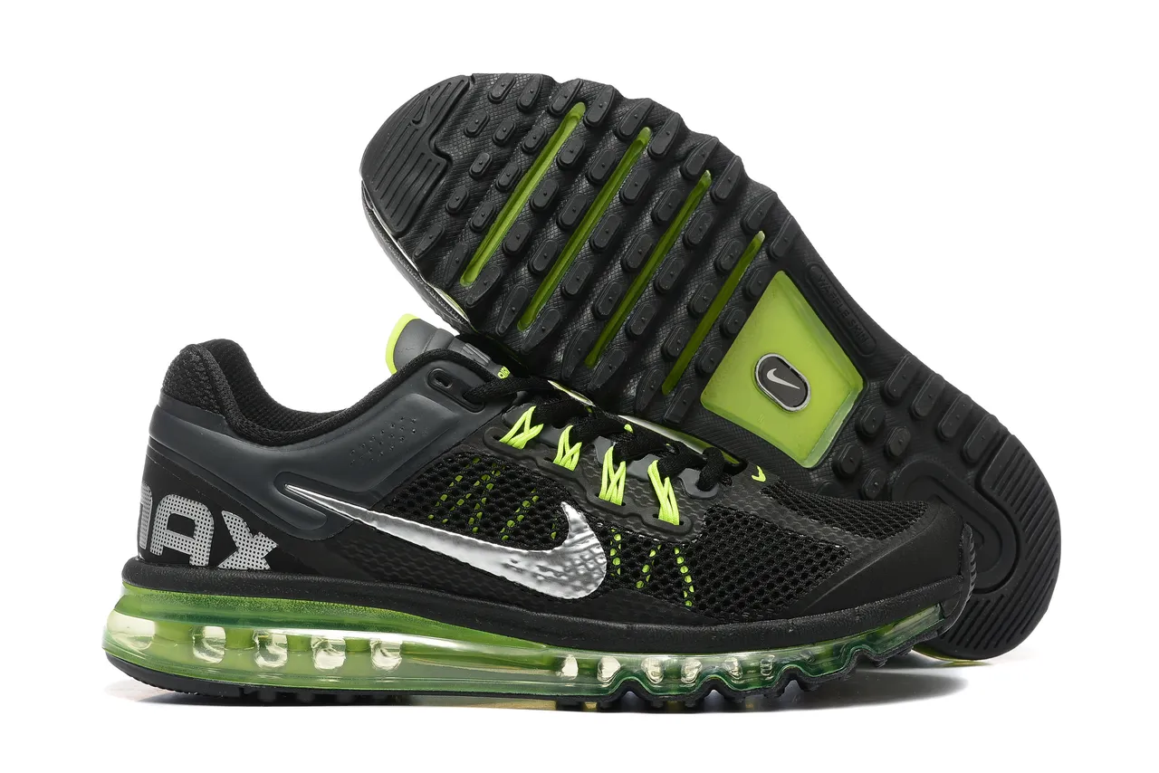 Nike Air Max 2013 Black and Neon Lime Running Shoes 6