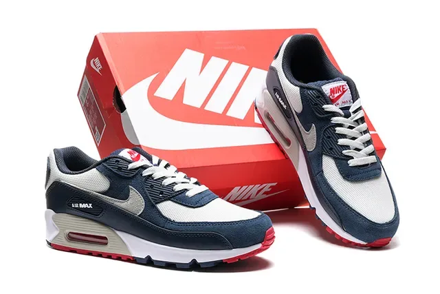 Nike Air Max 90 Bleu Marine Blanc Rouge Sneakers Lifestyle 2