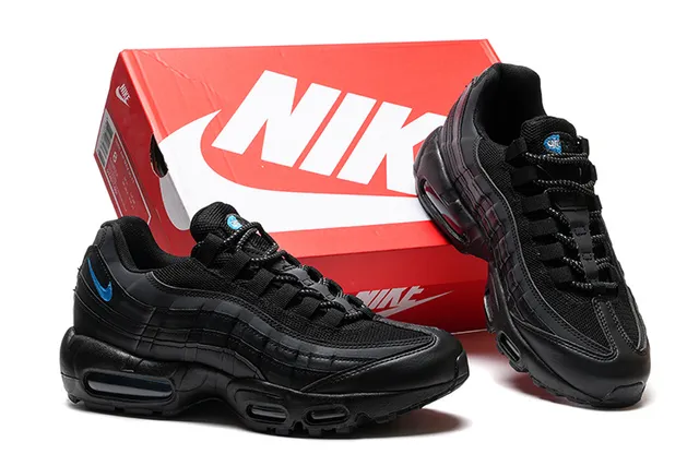 Nike Air Max 95 Black Blue Quilted Upper Visible Cushioning Lifestyle Sneakers 2