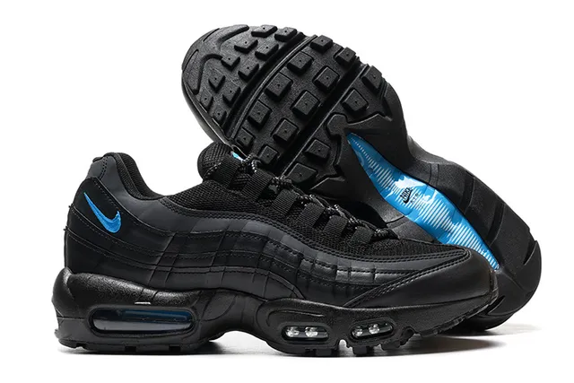 Nike Air Max 95 Black Blue Quilted Upper Visible Cushioning Lifestyle Sneakers 3