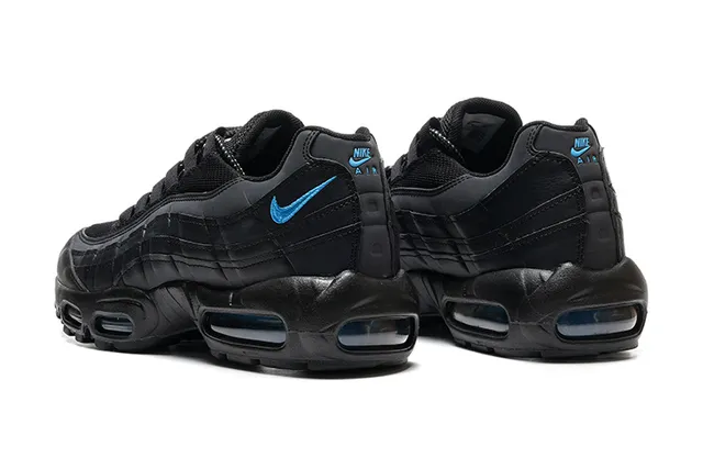 Nike Air Max 95 Black Blue Quilted Upper Visible Cushioning Lifestyle Sneakers 4