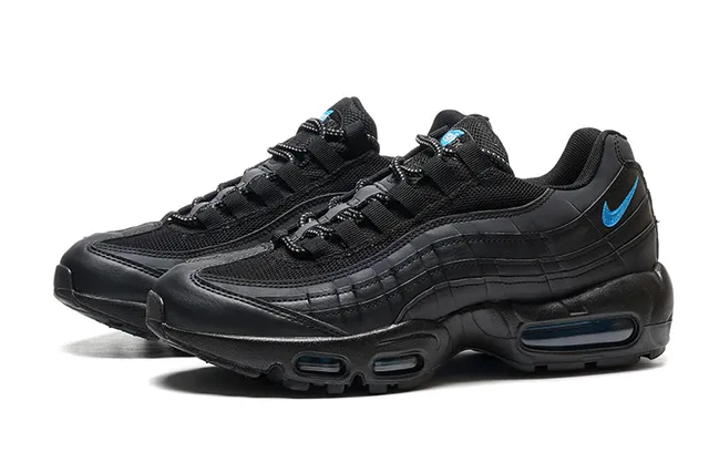 Nike Air Max 95 Black Blue Quilted Upper Visible Cushioning Lifestyle Sneakers 5