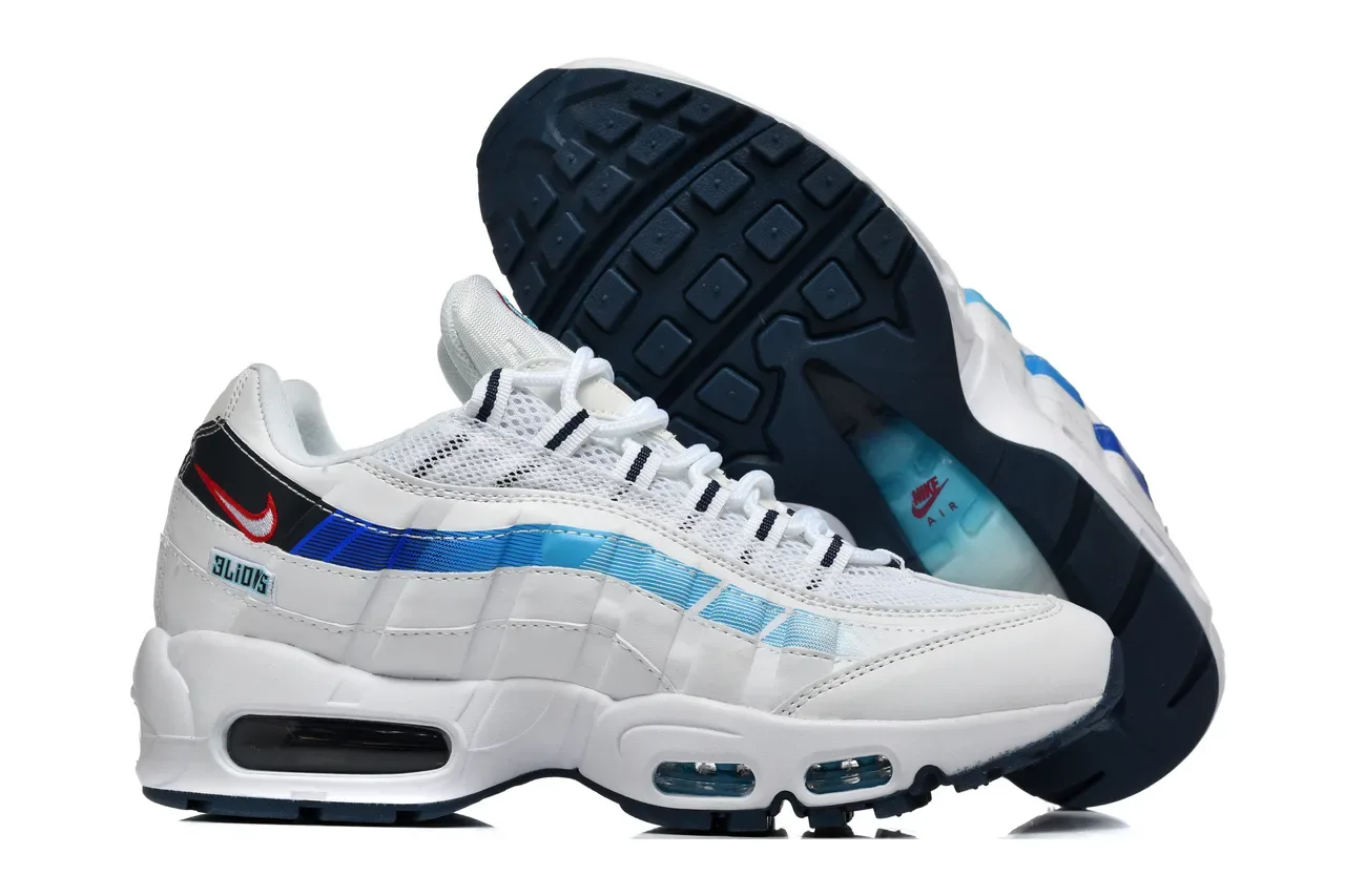 Nike Air Max 95 Detroit Lions Tênis Lifestyle Brancos Azuis Marinhos 4