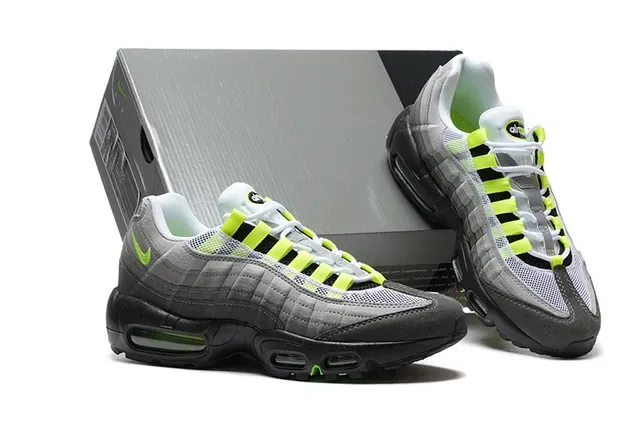Nike Air Max 95 Gray and Neon Green Lifestyle Sneakers 2