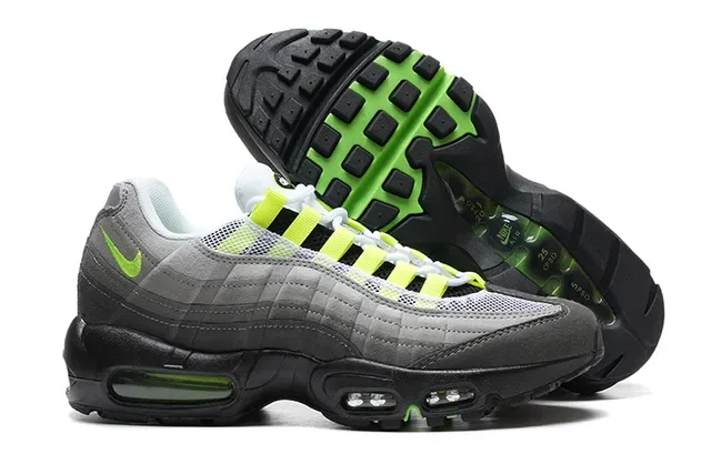 Nike Air Max 95 Gray and Neon Green Lifestyle Sneakers 4