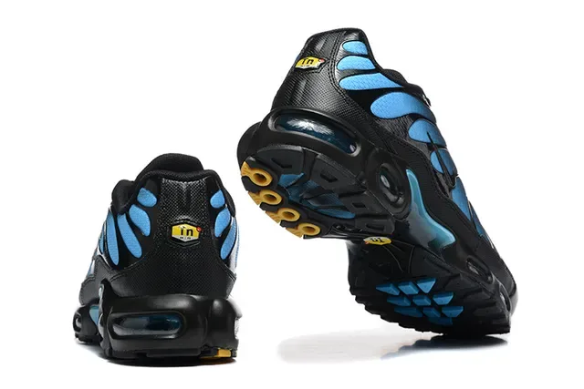 Nike Air Max Plus Black and Blue Wave Lifestyle Sneakers 3