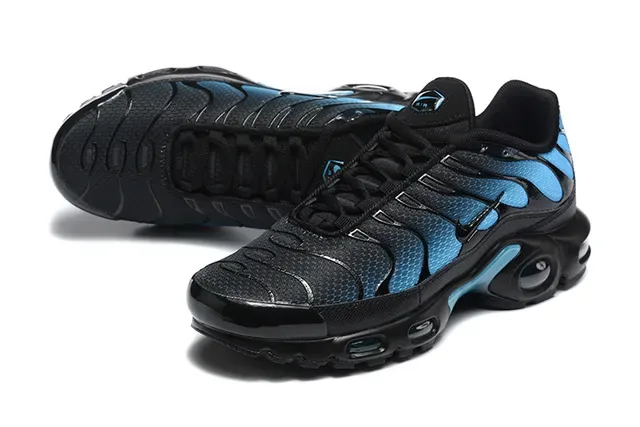 Nike Air Max Plus Black and Blue Wave Lifestyle Sneakers 5