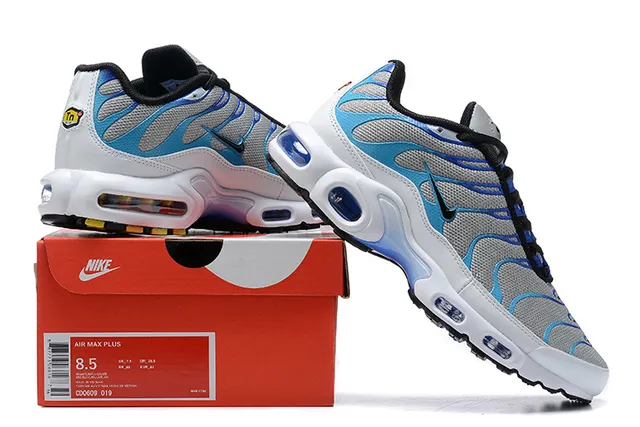 Nike Air Max Plus Gray Blue Wave Lifestyle Sneakers 6