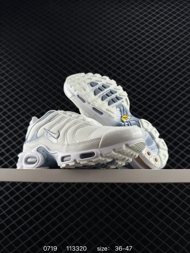 Nike Air Max Plus White and Navy Lifestyle Sneakers 7