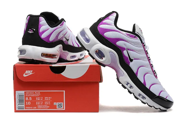 Nike Air Max Plus White Purple Black Lifestyle Sneakers 6