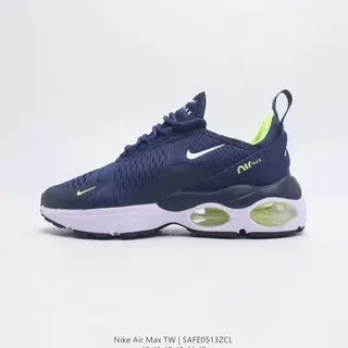 Nike Air Max TW Navy and Lime Green Lifestyle Sneakers