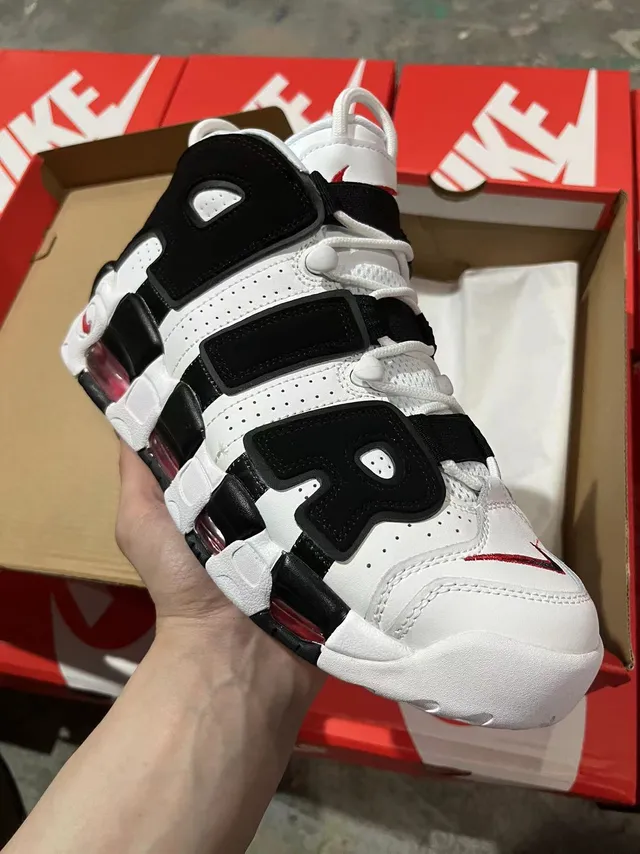 Nike Air More Uptempo White Black Red Basketball Shoes 2