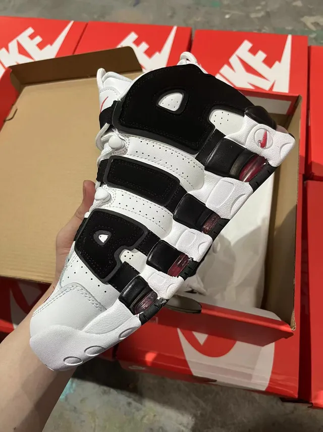 Nike Air More Uptempo White Black Red Basketball Shoes 3