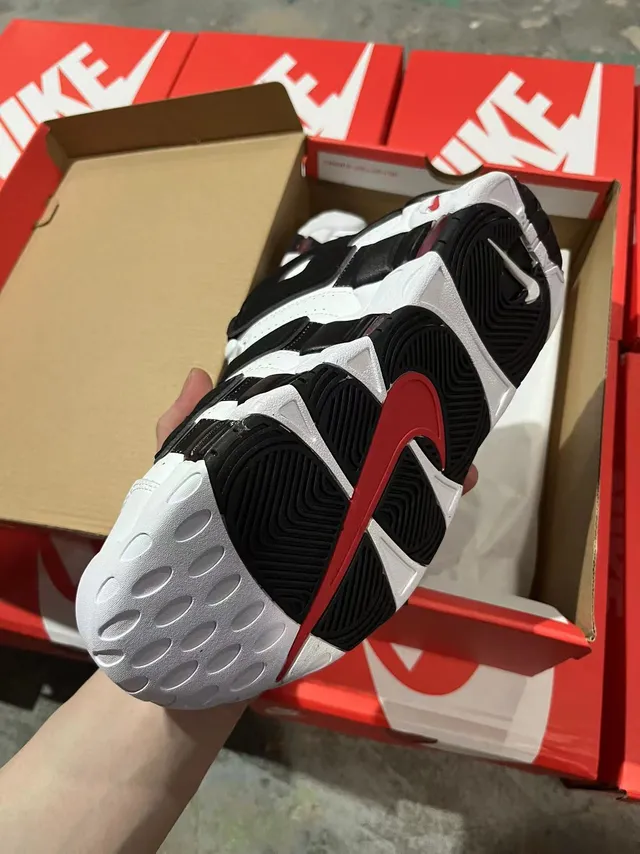 Nike Air More Uptempo White Black Red Basketball Shoes 4