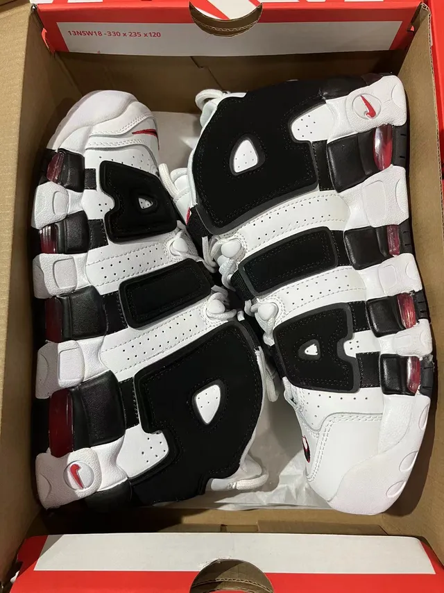 Nike Air More Uptempo White Black Red Basketball Shoes 6