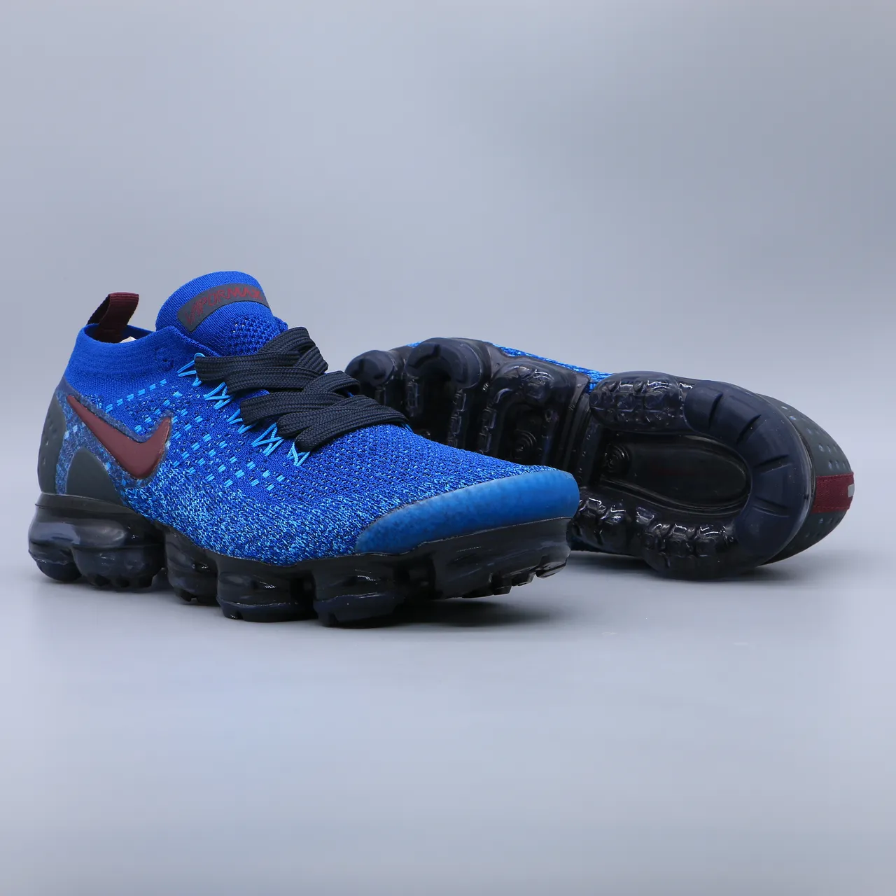 Nike Air VaporMax Flyknit Blue Burgundy Lifestyle Sneakers 5