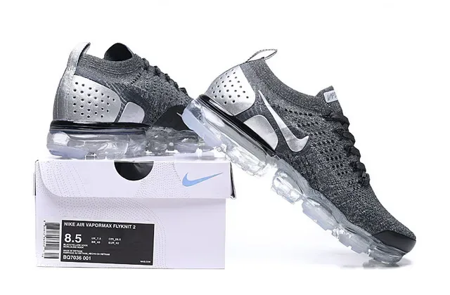 Nike Air VaporMax Flyknit Gray Silver Lifestyle Sneakers 2