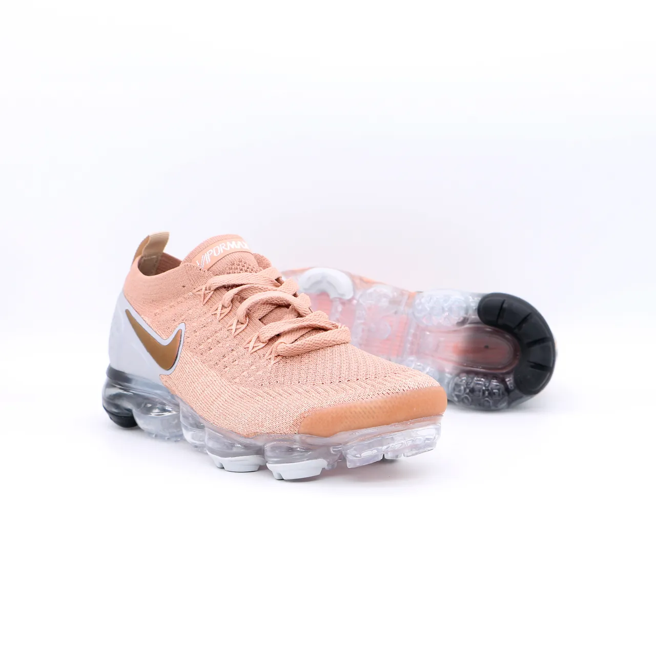 Nike Air VaporMax Flyknit Peach Metallic Gold Lifestyle Sneakers 5