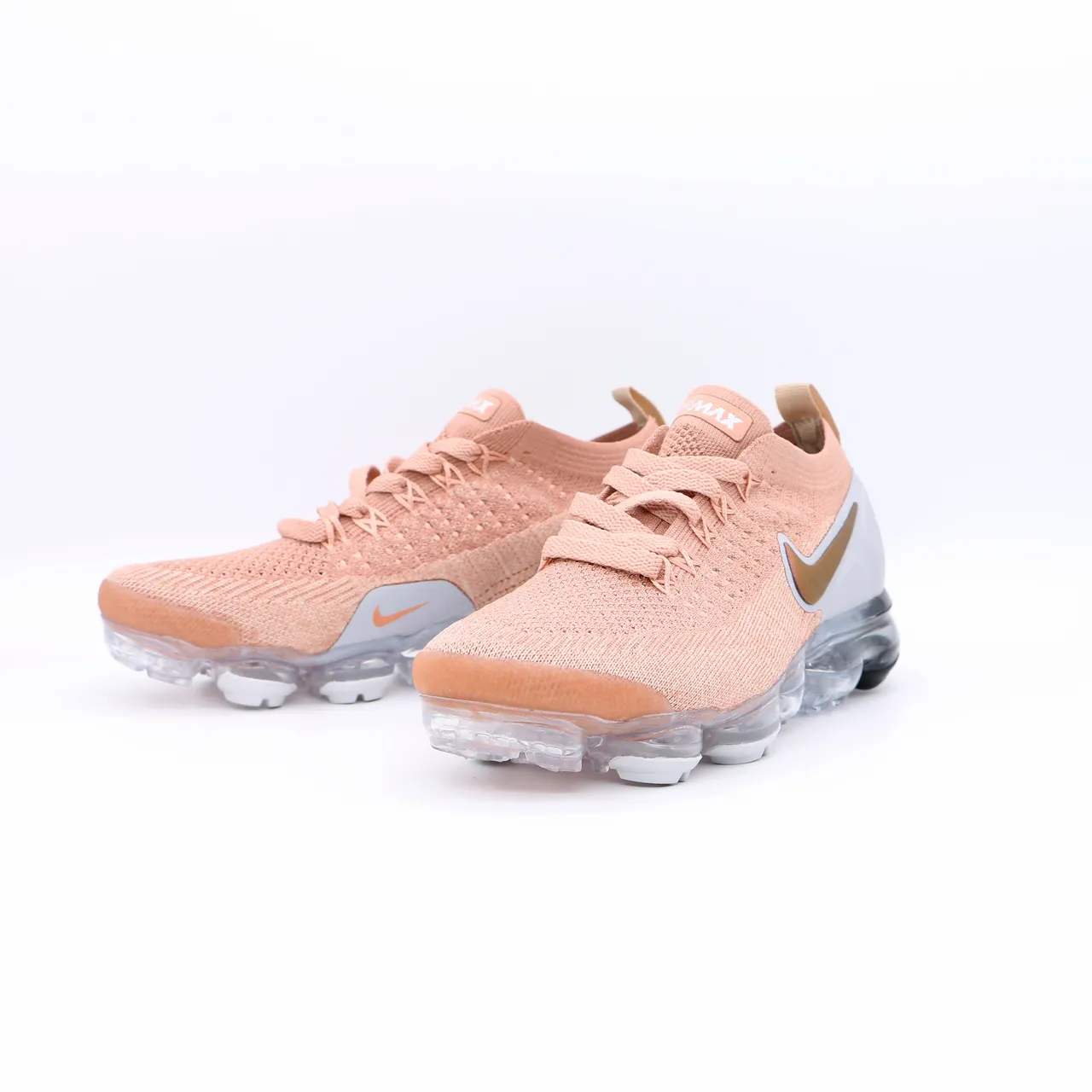 Nike Air VaporMax Flyknit Peach Metallic Gold Lifestyle Sneakers 6