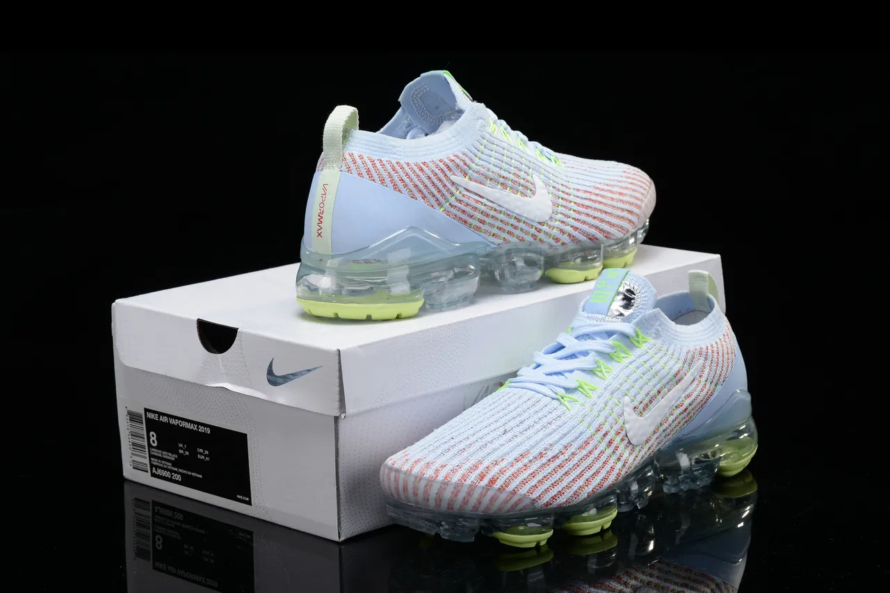 Nike Air VaporMax Light Blue Coral Neon Running Shoes 16