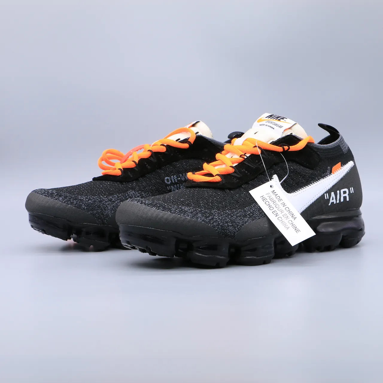 Nike Air VaporMax x Off-White Black White Orange Lifestyle Sneakers 5