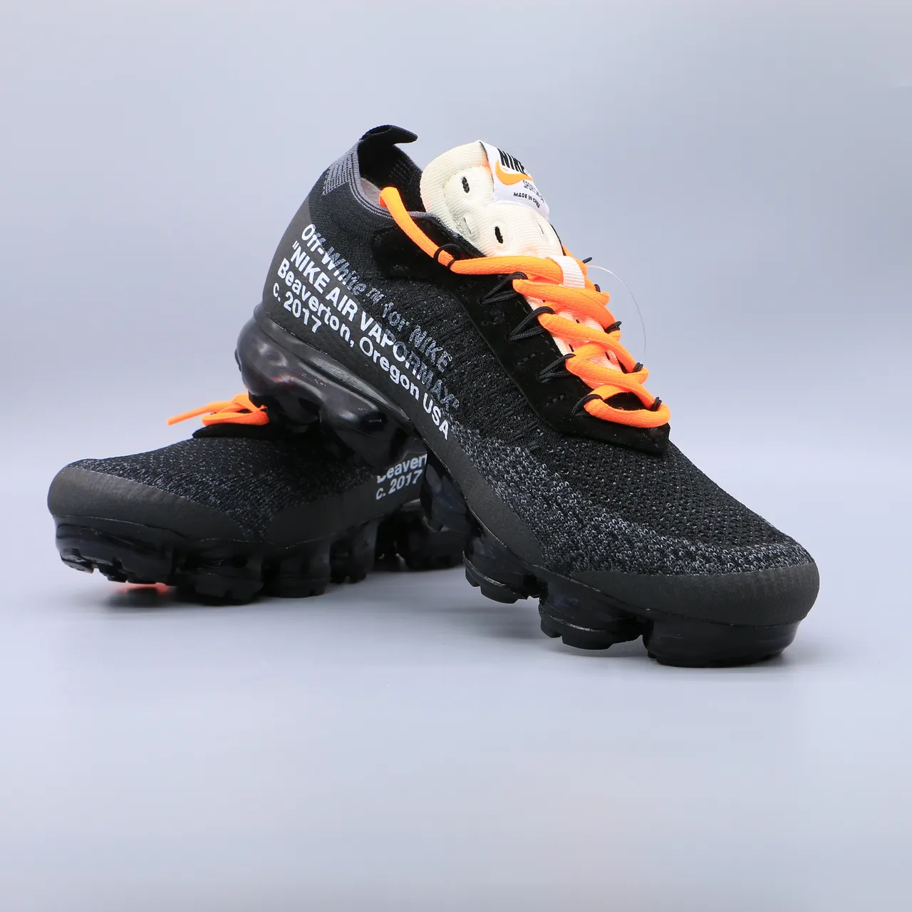 Nike Air VaporMax x Off-White Black White Orange Lifestyle Sneakers 8