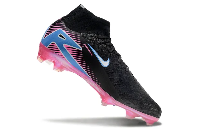Nike Air Zoom Negro Rosa Alto Corte Tricô Superior Collarín de Tobillo Integrado Superficie Firme Zapatos de Fútbol 3