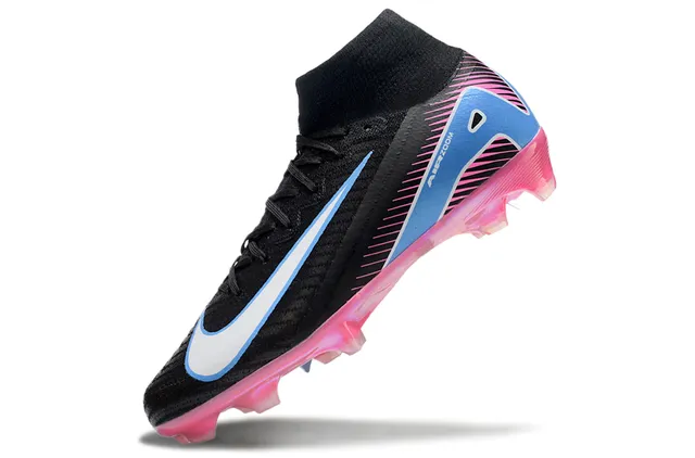 Nike Air Zoom Negro Rosa Alto Corte Tricô Superior Collarín de Tobillo Integrado Superficie Firme Zapatos de Fútbol 4