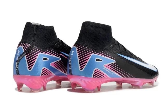 Nike Air Zoom Negro Rosa Alto Corte Tricô Superior Collarín de Tobillo Integrado Superficie Firme Zapatos de Fútbol 5