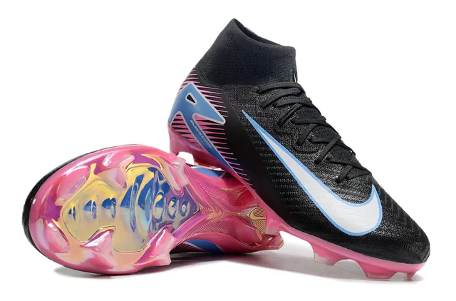 Nike Air Zoom Negro Rosa Alto Corte Tricô Superior Collarín de Tobillo Integrado Superficie Firme Zapatos de Fútbol 6