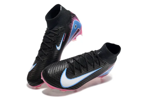 Nike Air Zoom Negro Rosa Alto Corte Tricô Superior Collarín de Tobillo Integrado Superficie Firme Zapatos de Fútbol 8