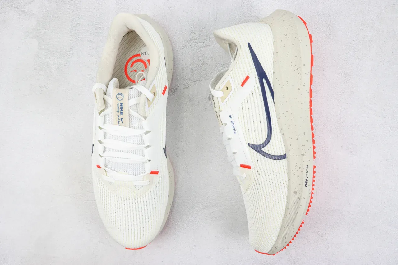 Nike Air Zoom Pegasus 40 Off-White Navy Orange Tênis de corrida 3