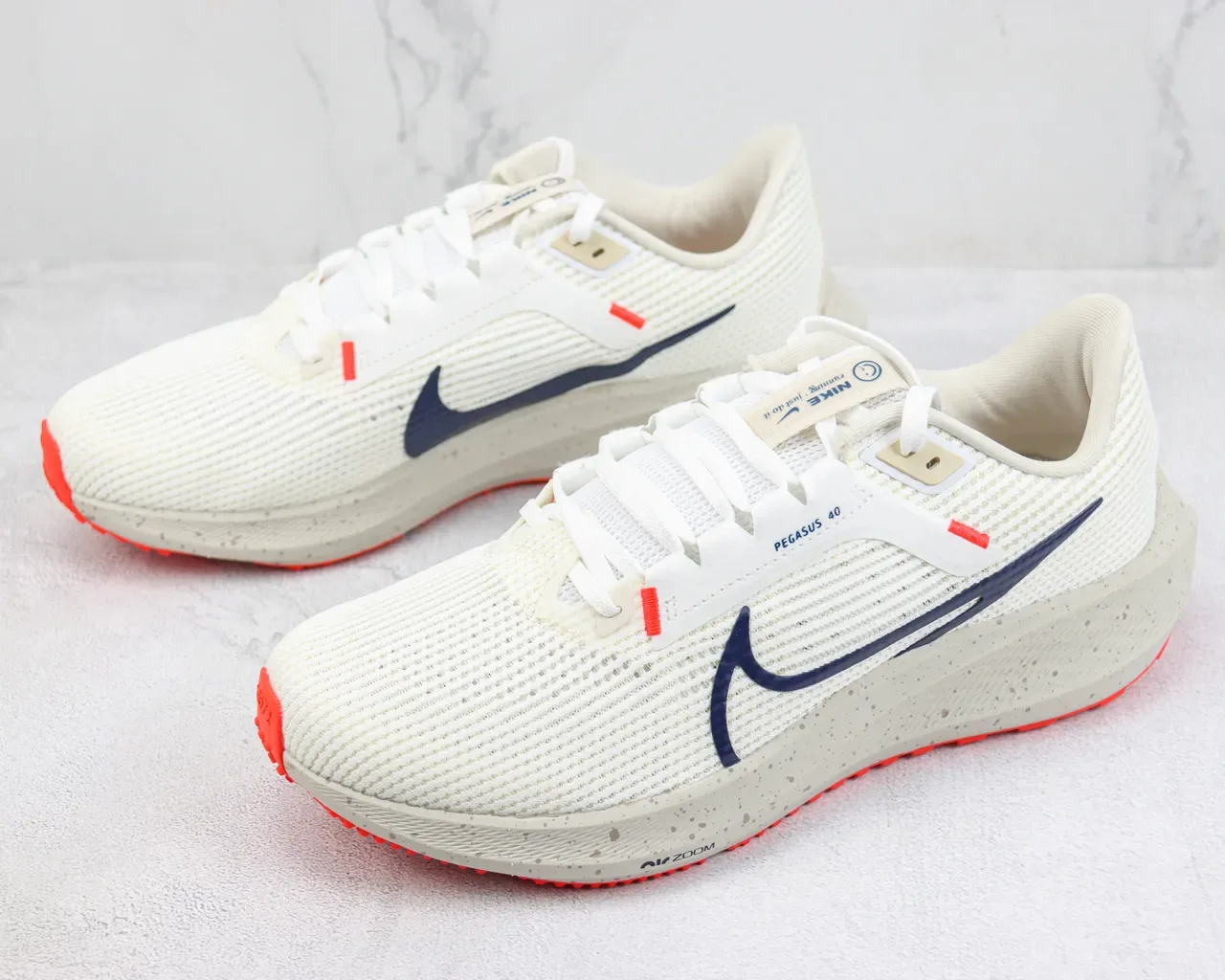 Nike Air Zoom Pegasus 40 Off-White Navy Orange Tênis de corrida 4
