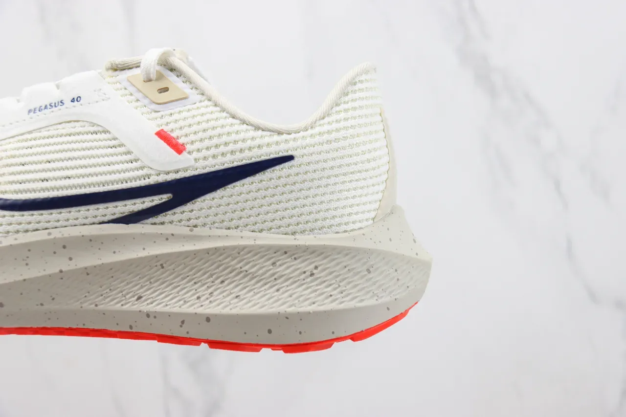 Nike Air Zoom Pegasus 40 Off-White Navy Orange Tênis de corrida 7
