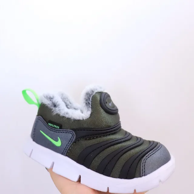 Nike Army Green Black Slip-On Plush-Lined Sneakers 22